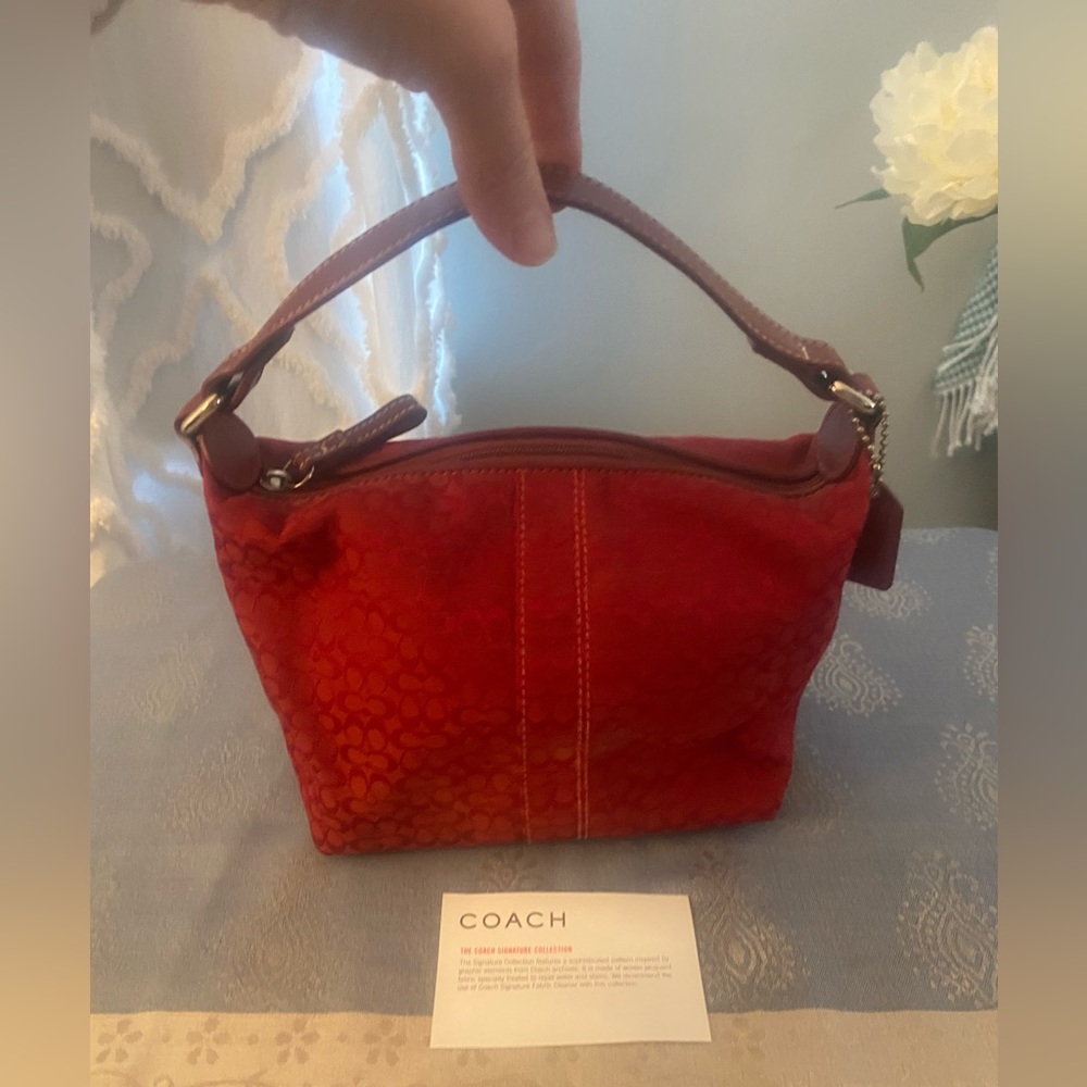 Red Coach canvas mini bag
